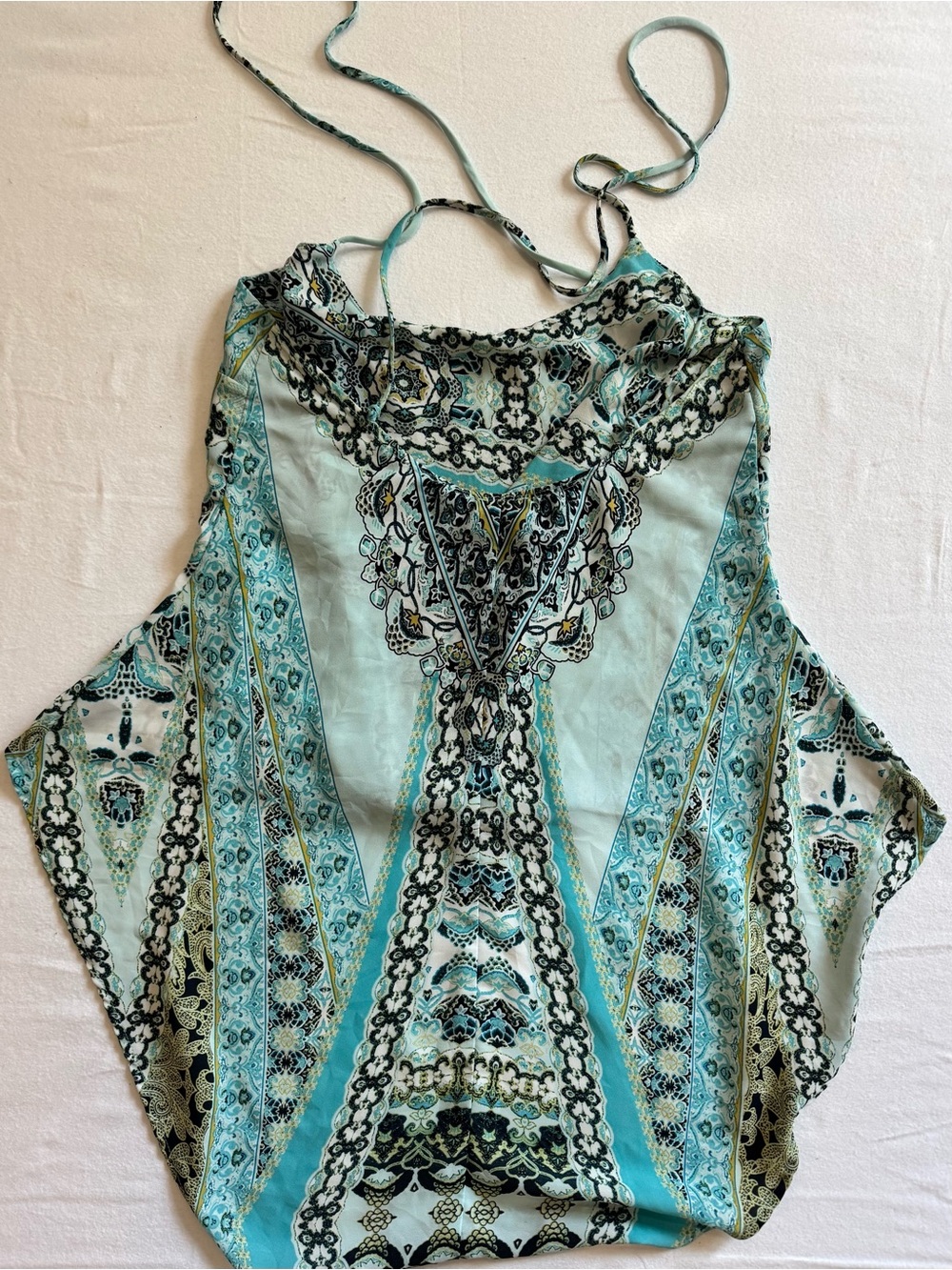VENUS Aqua Blue Printed Halter Cami